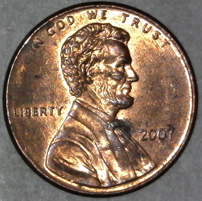 2007-P-Lincoln-Memorial-Cent-Struck-Through-Shaved-Off-Rim-Burr!